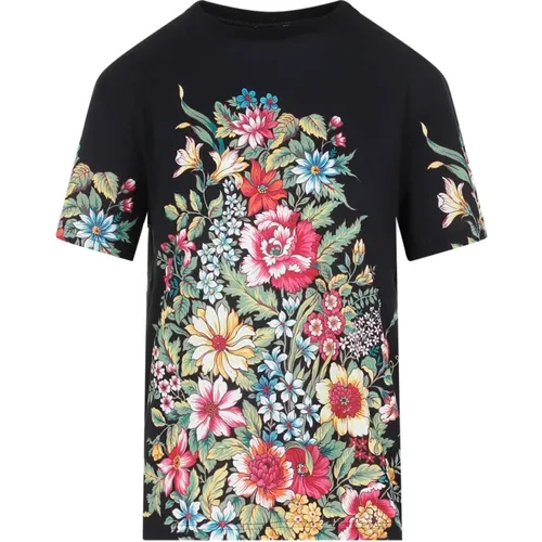 Black Floral Print Cotton T-shirt , female, Sizes: S, M, XS - ETRO - Modalova