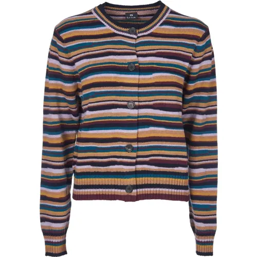 Bunter Gestreifter Cardigan Strickwaren , Damen, Größe: M - PS By Paul Smith - Modalova