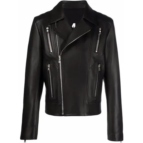 Leather Biker Jacket , male, Sizes: L, XL - Balmain - Modalova
