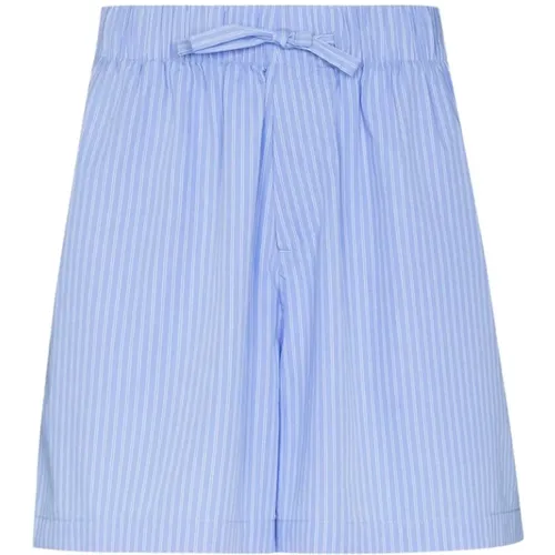 Blau/Weiß Gestreifte Popeline-Shorts , Herren, Größe: M - Tekla - Modalova