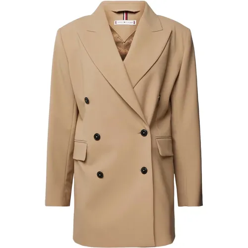 Elegant Double-Breasted Coat , female, Sizes: L - Tommy Hilfiger - Modalova