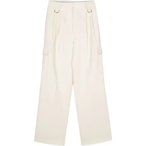 Crepe Trousers with Gold Details , female, Sizes: XS, S, M - Semicouture - Modalova