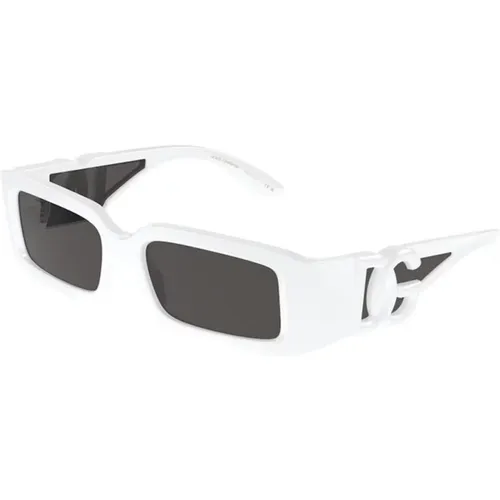 Weiße Rahmen Dunkelgraue Linse Sonnenbrille , unisex, Größe: 53 MM - Dolce & Gabbana - Modalova