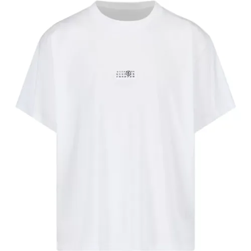 Weißes T-Shirt mit Numeric Signature Logo - MM6 Maison Margiela - Modalova