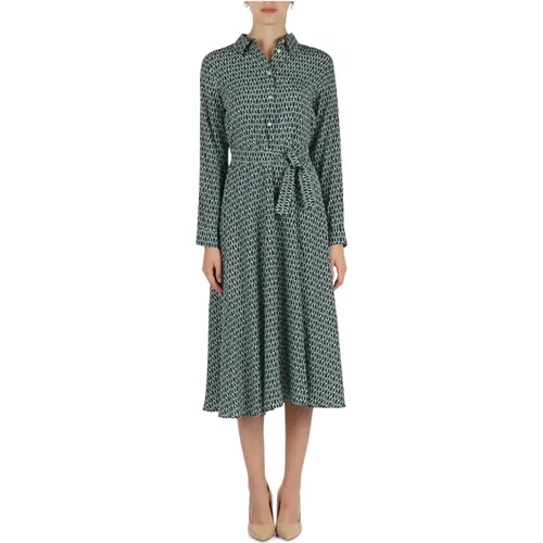 Midi Viscose Dress with Classic Collar , female, Sizes: M, L - Emme DI Marella - Modalova