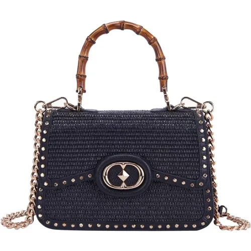 Schwarze Handtasche mit Bambusgriff , Damen, Größe: ONE Size - La Carrie - Modalova