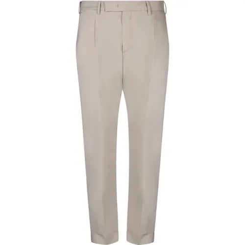 White Cotton Blend Straight Leg Trousers , male, Sizes: L, S - PT Torino - Modalova