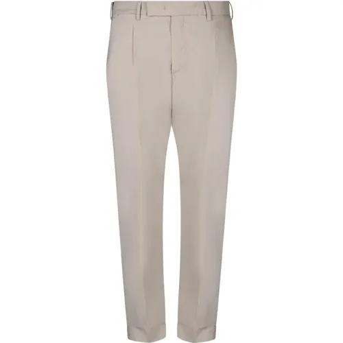 White Cotton Blend Straight Leg Trousers , male, Sizes: S - PT Torino - Modalova