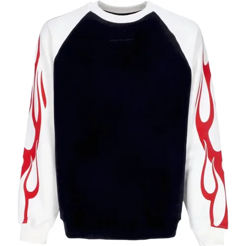 Flames Leichter Crewneck Sweatshirt Schwarz/Rot , Herren, Größe: M - VISION OF SUPER - Modalova