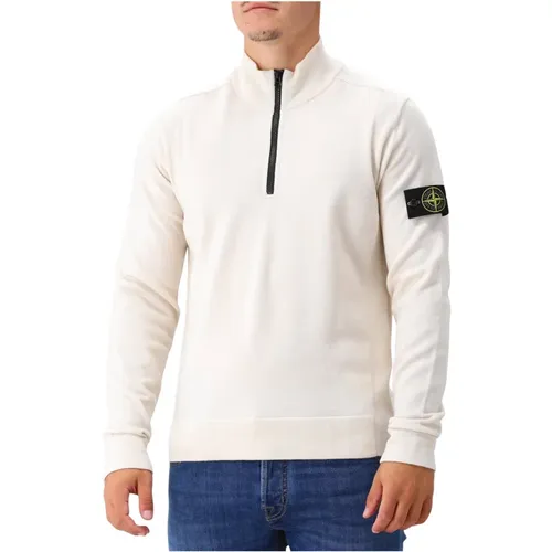 Beiger Wollstrick-Halbzip-Pullover , Herren, Größe: 2XL - Stone Island - Modalova