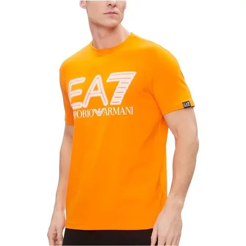 Tiger T-Shirt mit Logo-Druck , Herren, Größe: M - Emporio Armani EA7 - Modalova