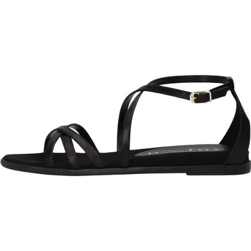 Schwarze Sandalen mit Überkreuzten Riemen , Damen, Größe: 39 EU - Unisa - Modalova