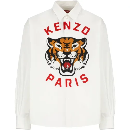 Cotton Shirt with Logo Print , male, Sizes: L - Kenzo - Modalova
