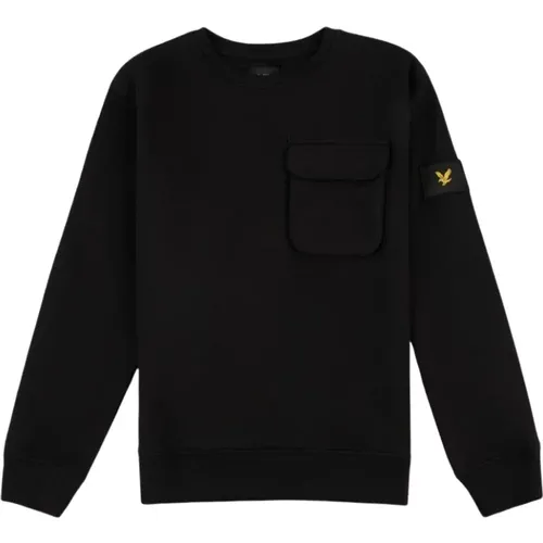 Einfarbiger Rundhalsausschnitt-Sweatshirt mit Adlerlogo - Lyle & Scott - Modalova