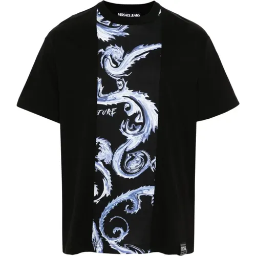 Schwarzes T-Shirt für Männer Aw24 , Herren, Größe: S - Versace Jeans Couture - Modalova