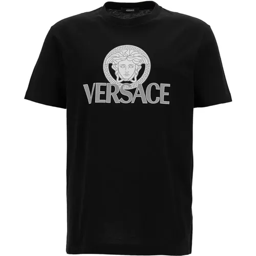 Logo Print T-shirt , male, Sizes: L - Versace - Modalova
