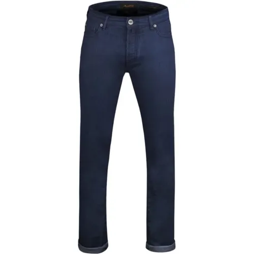 Dunkelblaue Denim 5-Pocket Hose , Herren, Größe: W32 - Moorer - Modalova