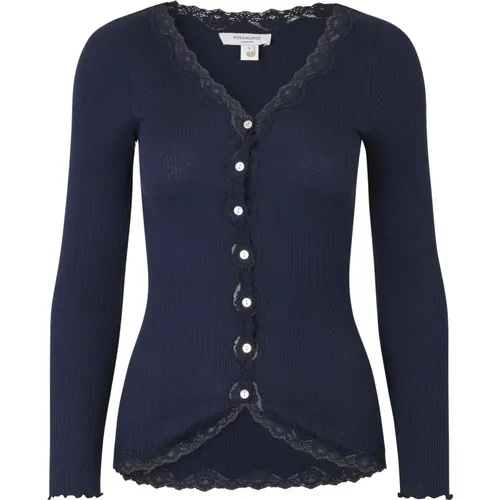 Navy Spitzen Cardigan , Damen, Größe: L - Rosemunde - Modalova