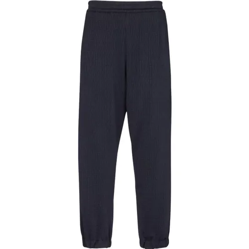 Navy Monogram Mini Pique Pants , male, Sizes: S - Balmain - Modalova