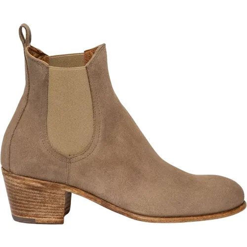 Sand Wildleder Stiefelette mit Elastik , Damen, Größe: 36 EU - Elia Maurizi - Modalova