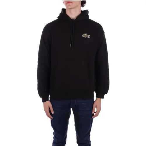 Schwarzer Hoodie Sweater Live Logo , Herren, Größe: M - Lacoste - Modalova