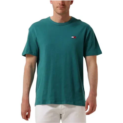 Herren Polo & T-Shirt Reg Badge Tee , Herren, Größe: M - Tommy Jeans - Modalova