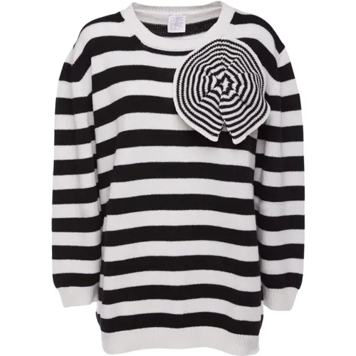 Striped Oversized Sweater with Optical Detail , female, Sizes: S, XS, 2XS - Stella Jean - Modalova