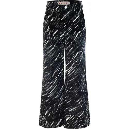 Schwarze Denim-Hose mit Crayon-Druck - Marni - Modalova