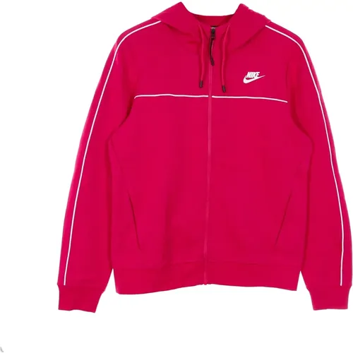 Fireberry/Weiß Leichter Reißverschluss Hoodie , Damen, Größe: S - Nike - Modalova