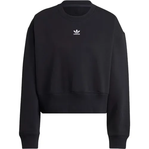 Schwarzer Essentials Crew Sweatshirt , Damen, Größe: L - Adidas - Modalova
