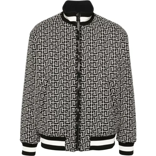 Wendbare Monogrammuster Gerippte Jacke - Balmain - Modalova