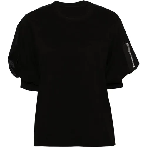 High-Quality Cotton T-Shirt for Women , female, Sizes: M, L - Sacai - Modalova