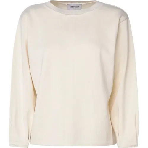 Cremefarbener Pullover Weite Ärmel Weiche Passform , Damen, Größe: XS - Mariuccia Milano - Modalova