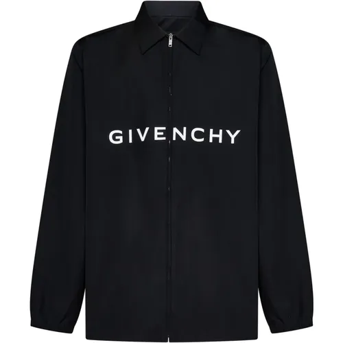 Zip-Front Shirts with Archetype Print , male, Sizes: M - Givenchy - Modalova
