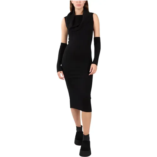 Geripptes Midi-Kleid mit Ärmeln , Damen, Größe: M - HINNOMINATE - Modalova