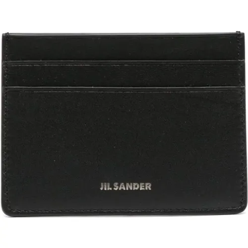 Leather Cardholder with Logo Print , male, Sizes: ONE SIZE - Jil Sander - Modalova