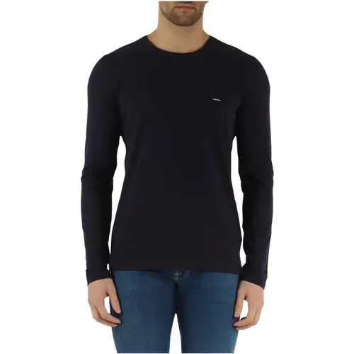 Slim Fit Langarm T-Shirt aus Stretch-Baumwolle , Herren, Größe: 2XL - Calvin Klein - Modalova