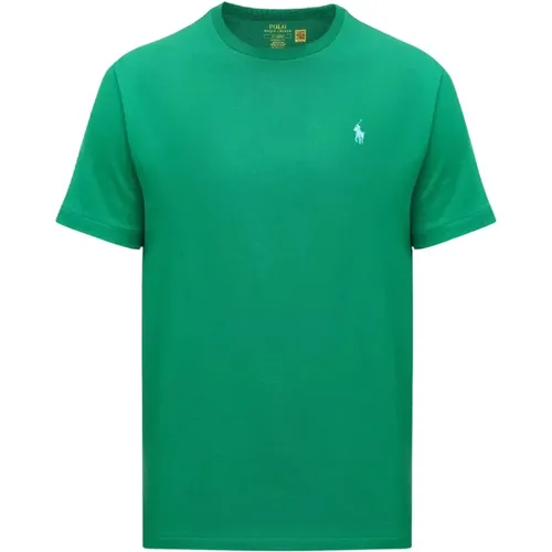 Grünes T-Shirt Classic Fit mit gesticktem Logo , Herren, Größe: M - Ralph Lauren - Modalova