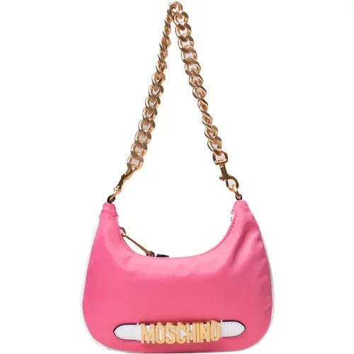 Rosa Nylon Mini Tasche mit Metallic Logo , Damen, Größe: ONE Size - Moschino - Modalova