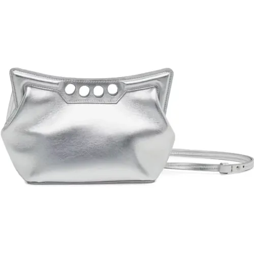 Silver Metallic Lambskin Peak Mini Bag , female, Sizes: ONE SIZE - alexander mcqueen - Modalova