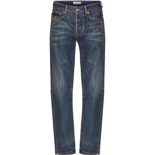 V-Detail Straight-Leg Jeans , male, Sizes: W30, W32 - Valentino - Modalova