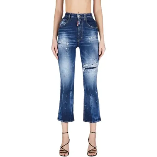 Spots High Waist Bell Bottom Jeans , female, Sizes: 2XS, XS - Dsquared2 - Modalova