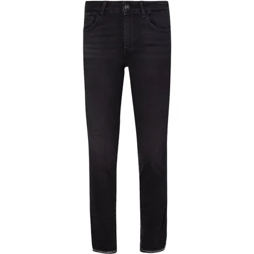 Schwarze Straight Bottom Up Jeans mit Strass , Damen, Größe: W24 - Liu Jo - Modalova