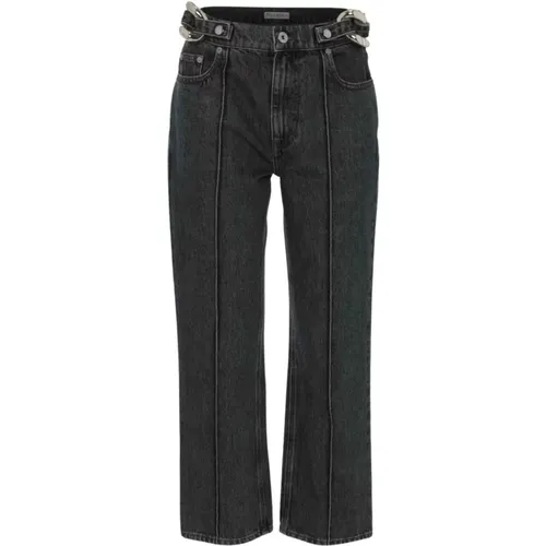 Schwarze Cropped Jeans mit Ketten-Detail , Damen, Größe: 3XS - JW Anderson - Modalova
