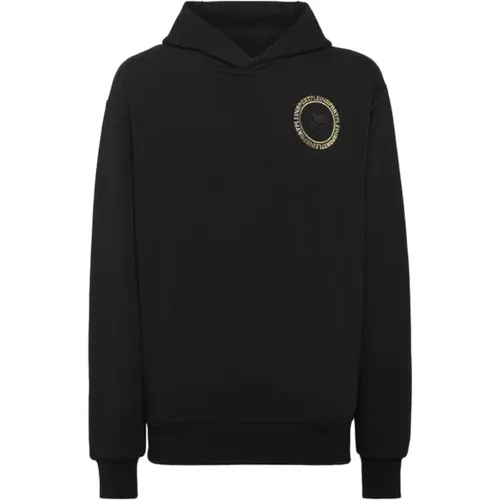 Schwarzer Hoodie mit Logo-Patch - Plein Sport - Modalova