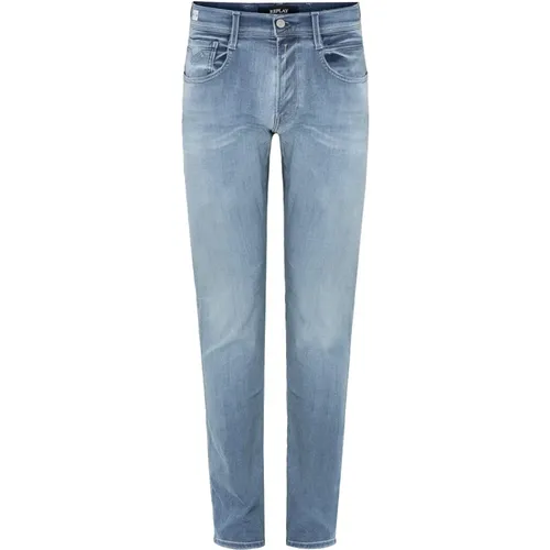 Blaue Gewaschene Denim Jeans , Herren, Größe: W32 L32 - Replay - Modalova