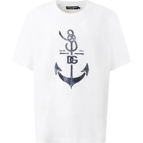 Marina Print T-shirt , male, Sizes: L - Dolce & Gabbana - Modalova