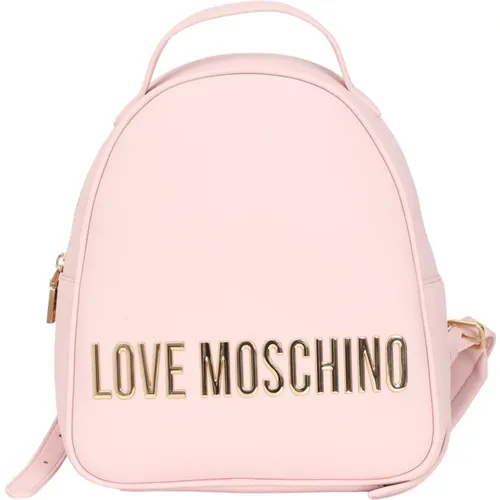 Rosa Minimalistischer Rucksack mit Metall-Logo , Damen, Größe: ONE Size - Love Moschino - Modalova