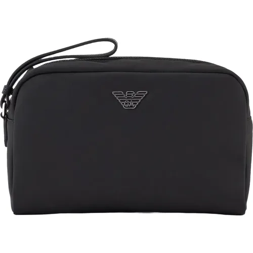 Schwarzes Beauty Case mit Eagle Placchetta - Emporio Armani - Modalova