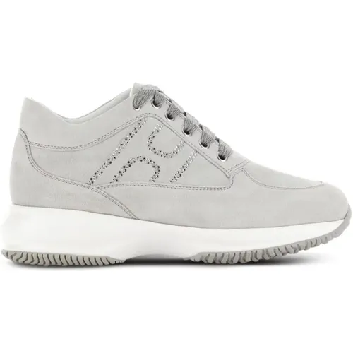 Crystal Embellished Grey Sneakers , female, Sizes: 4 UK, 2 UK, 6 UK, 3 1/2 UK, 4 1/2 UK, 5 UK, 7 UK, 2 1/2 UK, 5 1/2 UK, 3 UK - Hogan - Modalova